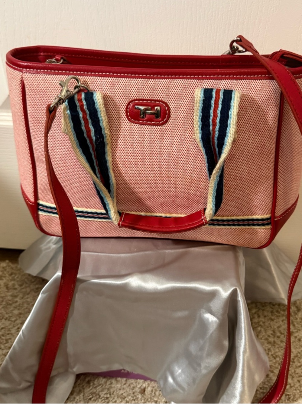 Women’s Red Canvas Crossbody Tote